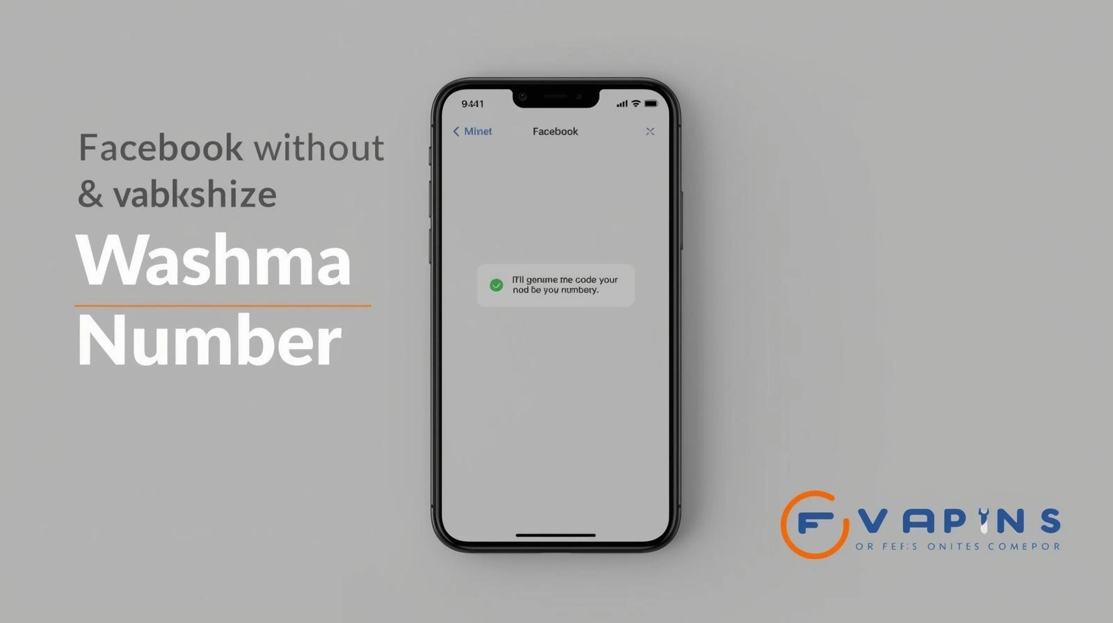 Facebook verification screen showing an OTP code being sent to a secure virtual phone number instead of a SIM card