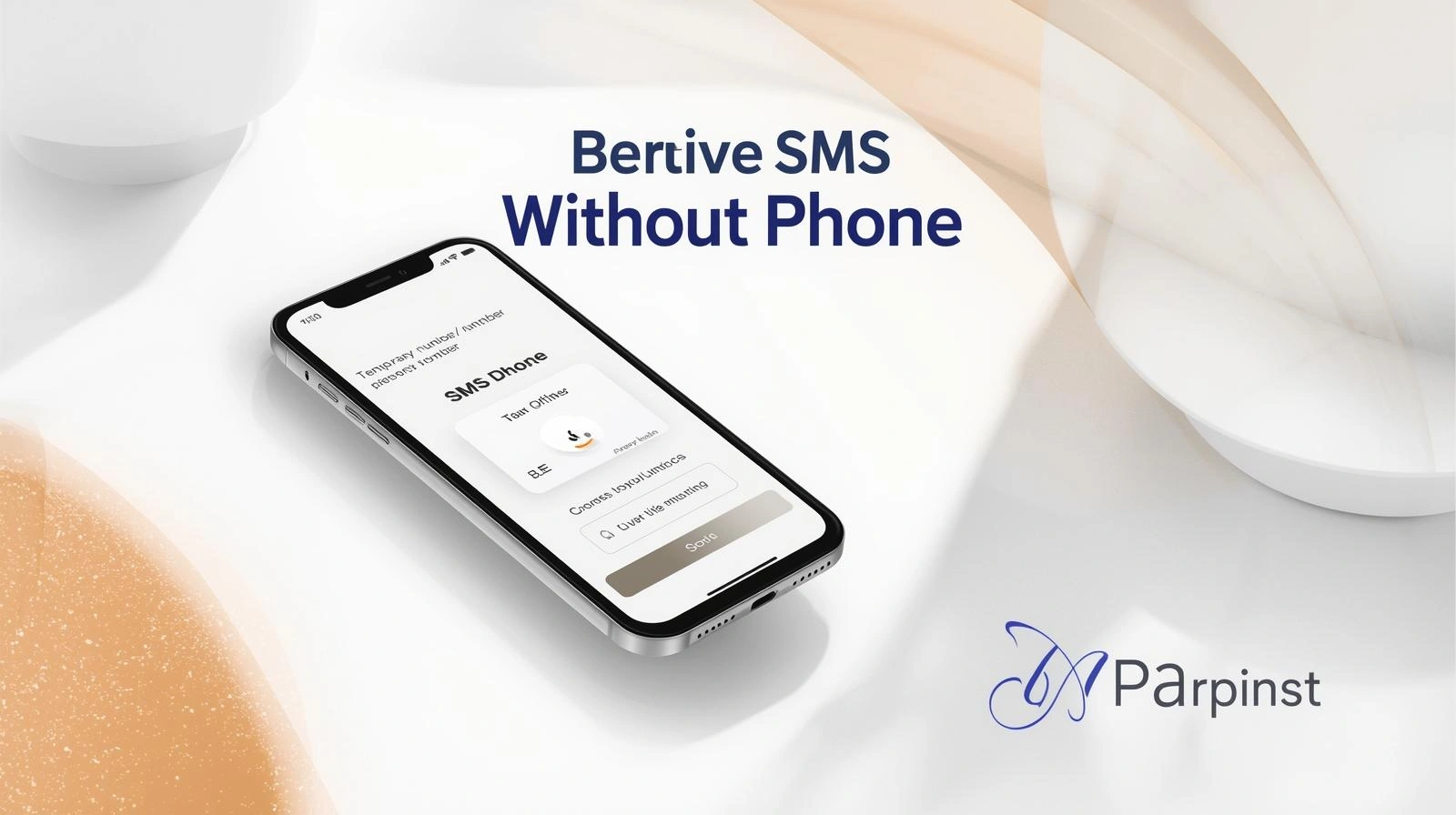 Laptop displaying an SMS inbox with a one-time verification code and a privacy shield icon