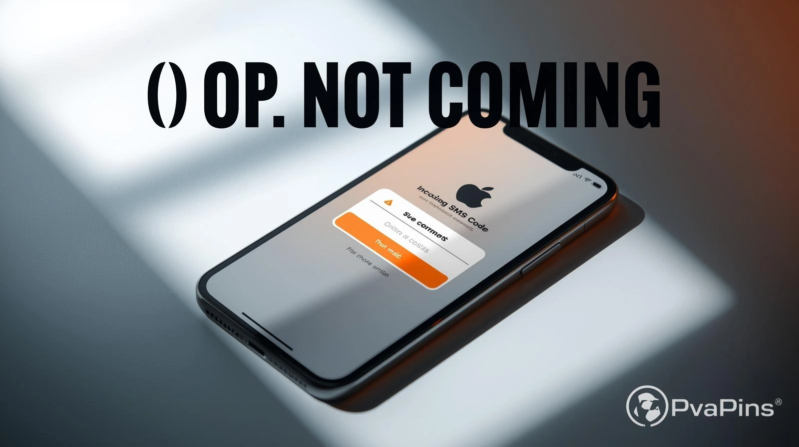 Minimal graphic showing OTP not received and steps to troubleshoot and verify using PVAPins