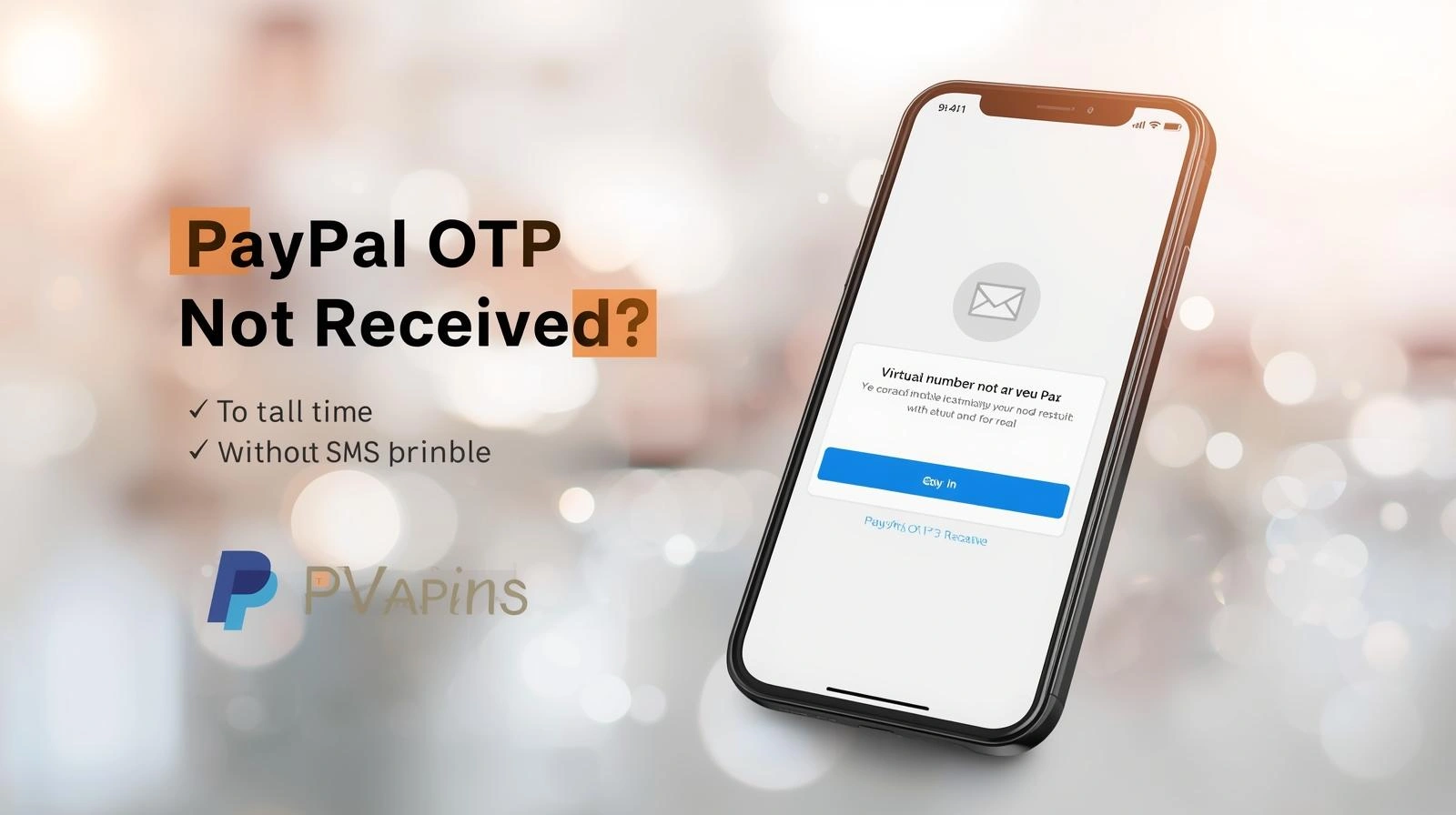 PayPal login screen showing “Enter security code” with OTP not received error