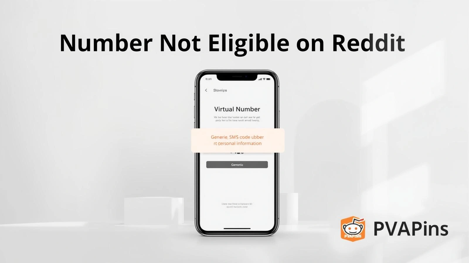 Illustration of a Reddit phone verification error showing the message “number not eligible” on a mobile screen.