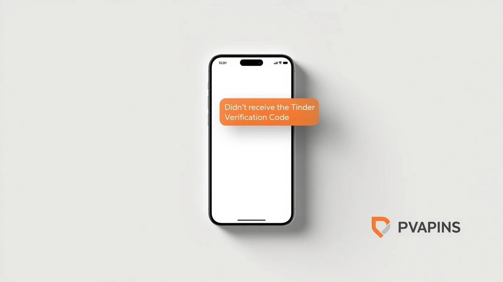Phone showing Tinder login screen with missing verification code message