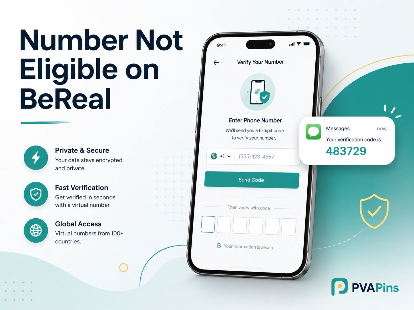 BeReal login screen with SMS code verification issue on a mobile phone