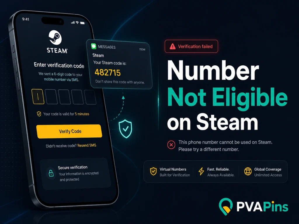Steam number not eligible error shown on mobile verification screen