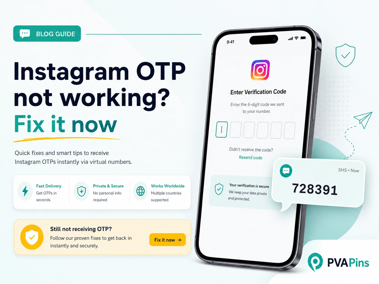 Phone screen displaying delayed Instagram verification code with OTP troubleshooting concept