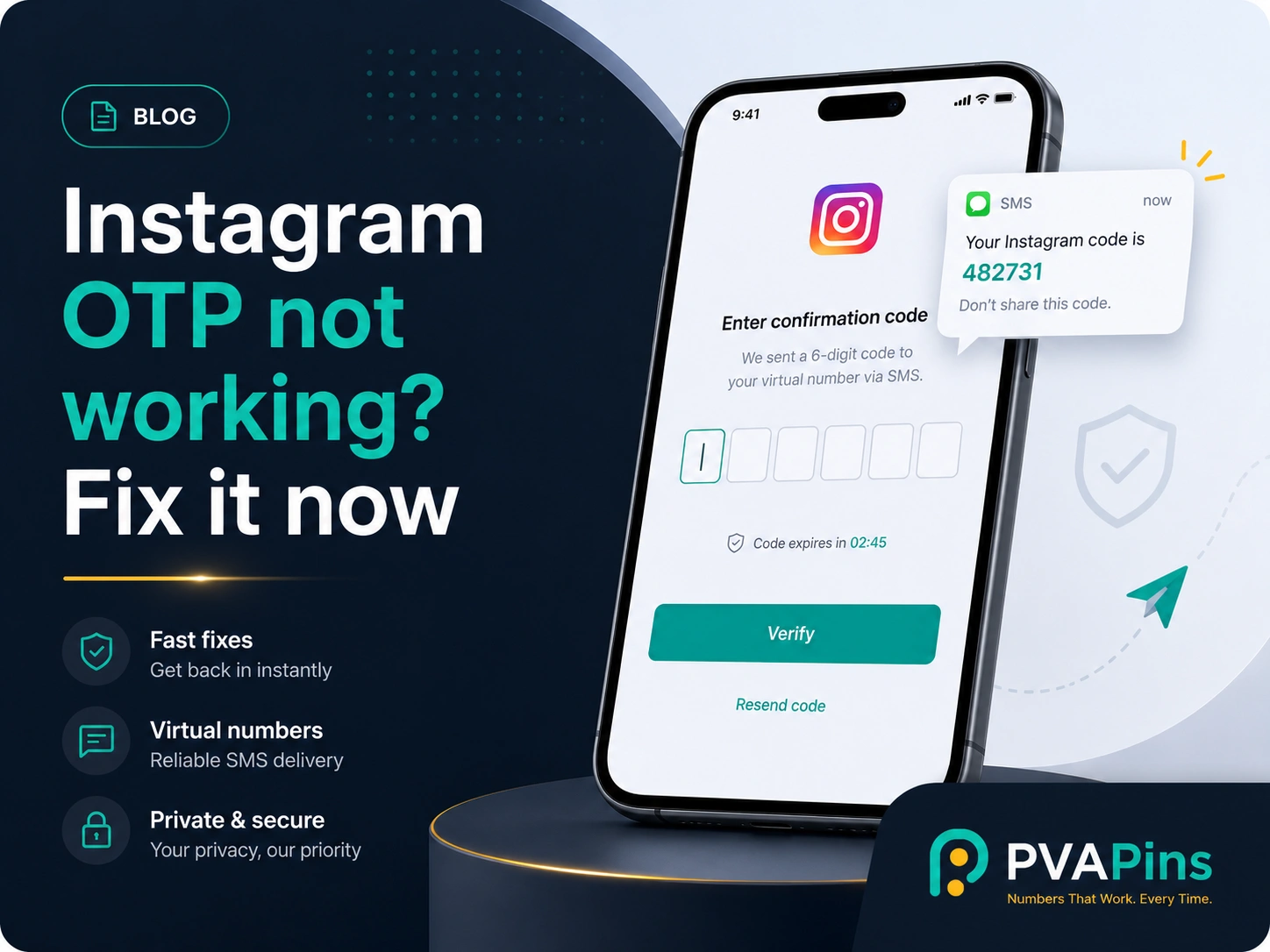 Instagram OTP not working alert shown on smartphone with SMS verification error message