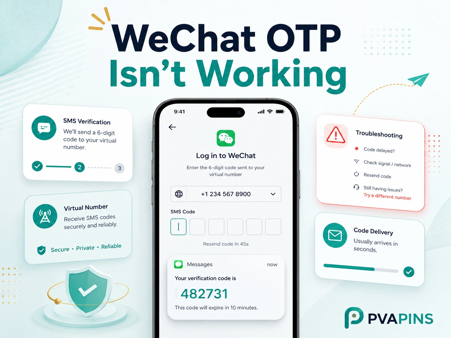 User troubleshooting a delayed WeChat SMS verification code on a mobile phone