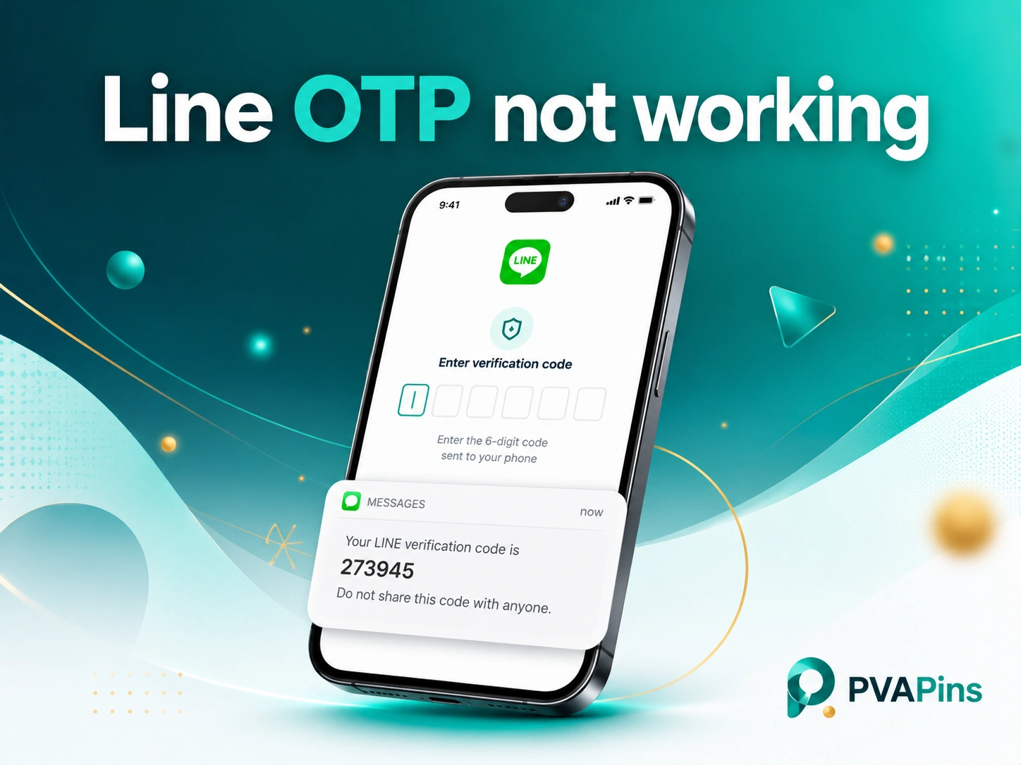 Smartphone displaying LINE SMS verification error with OTP delivery fix concept
