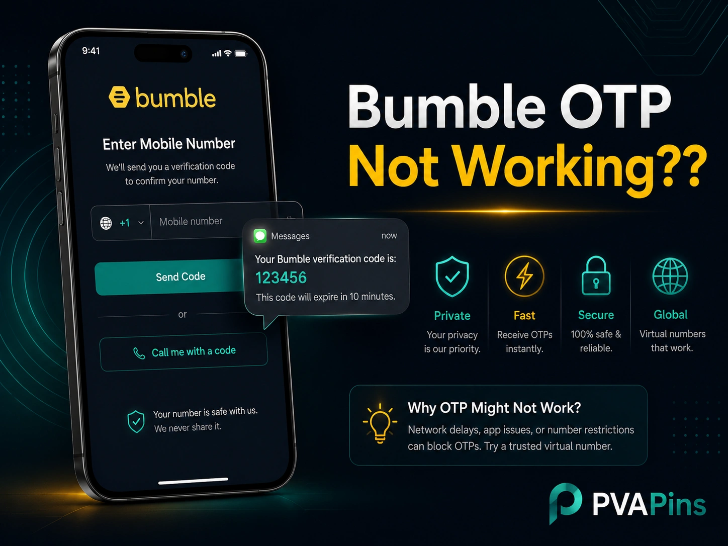 User troubleshooting missing Bumble verification code on a mobile phone