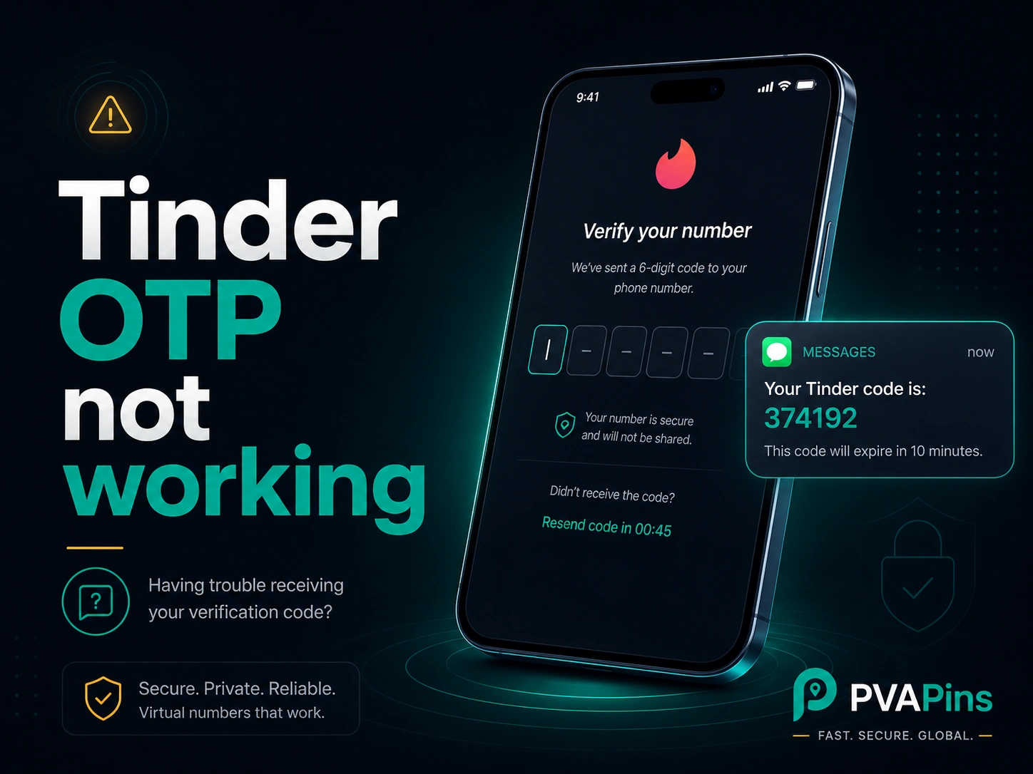 User troubleshooting Tinder verification code not received issue on a mobile phone.
