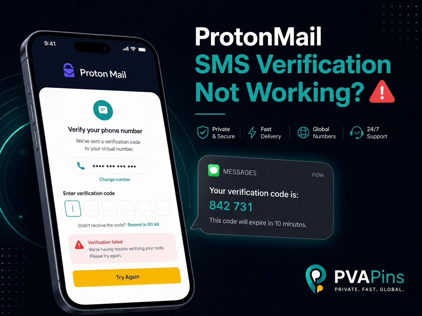 ProtonMail SMS Verification Not Working