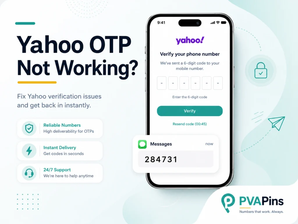 Smartphone showing delayed Yahoo OTP message during account login