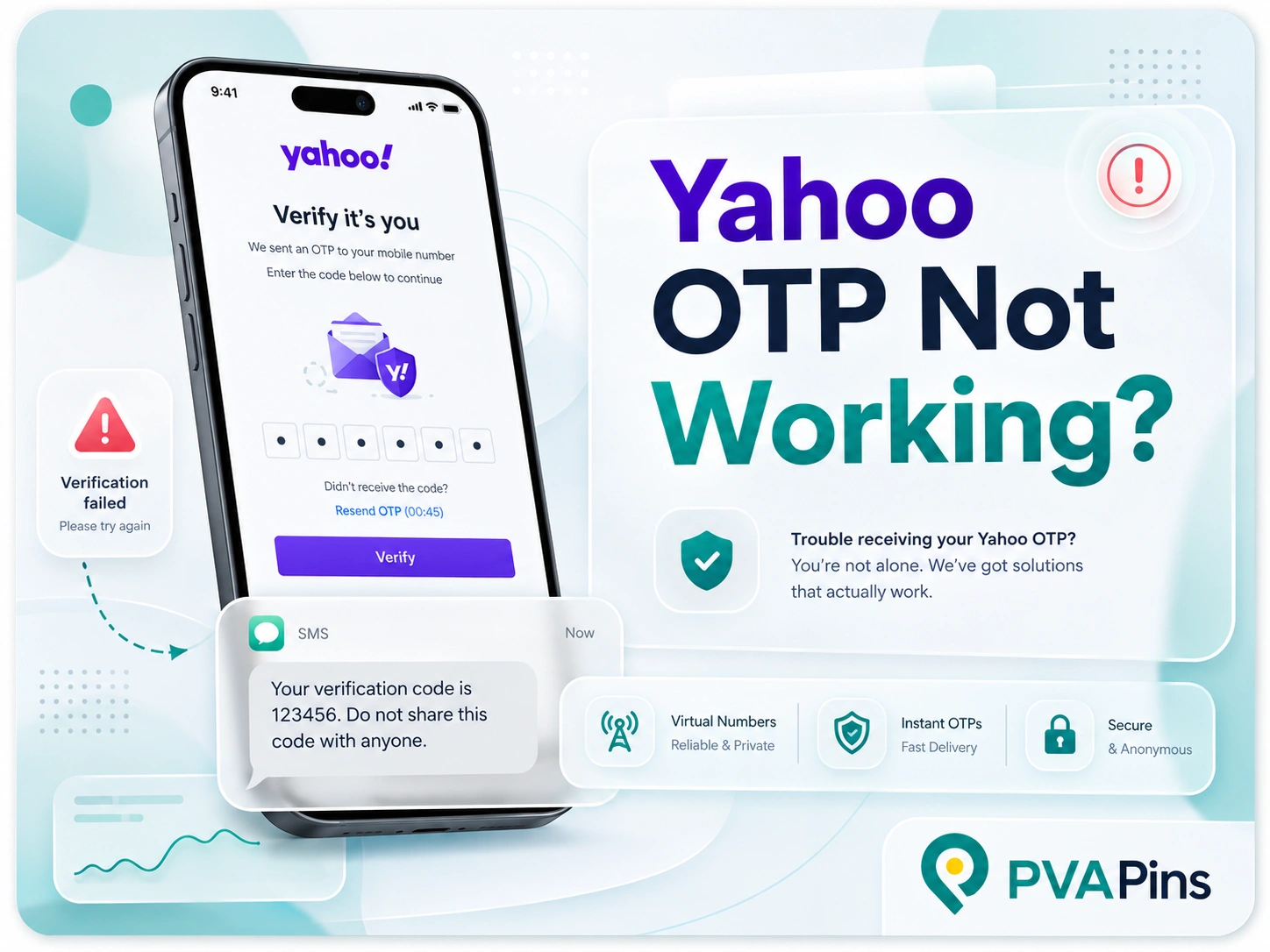 Yahoo OTP not working on mobile phone verification screen