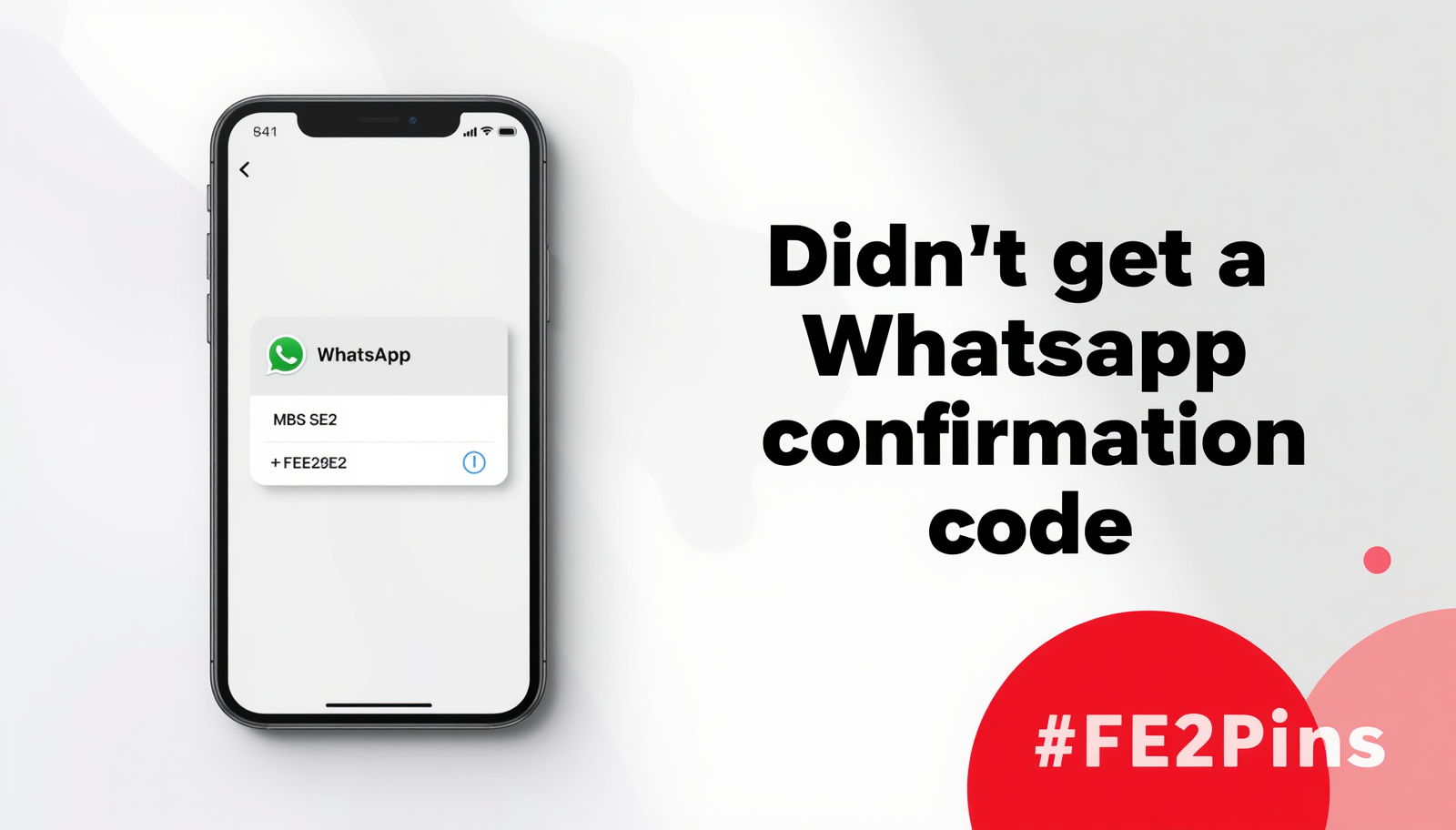 Minimal illustration of WhatsApp confirmation code troubleshooting with resend code button, clock icon, and secure virtual number branding by PVAPins.