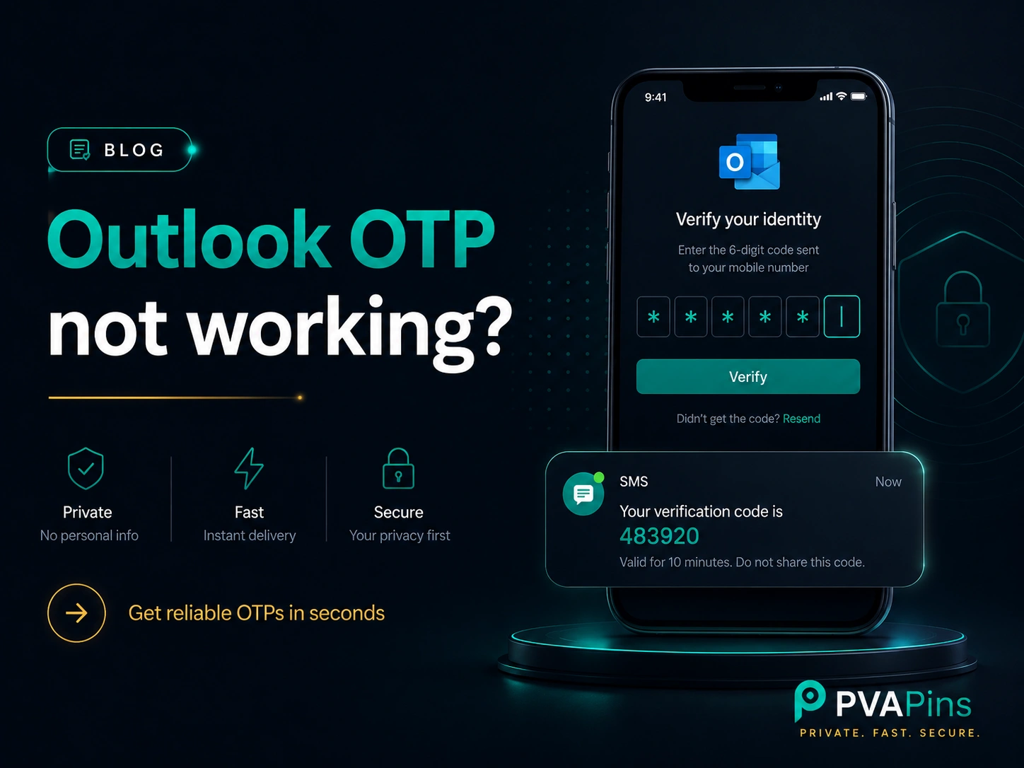 Outlook OTP not working error with missing verification code on phone screen