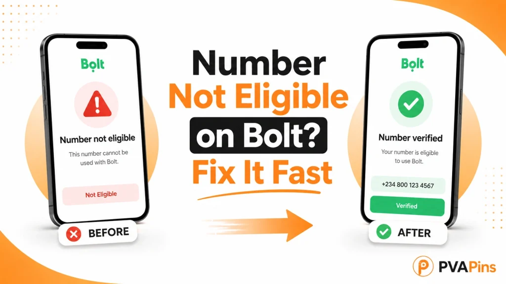 Phone showing Bolt app error message saying number not eligible