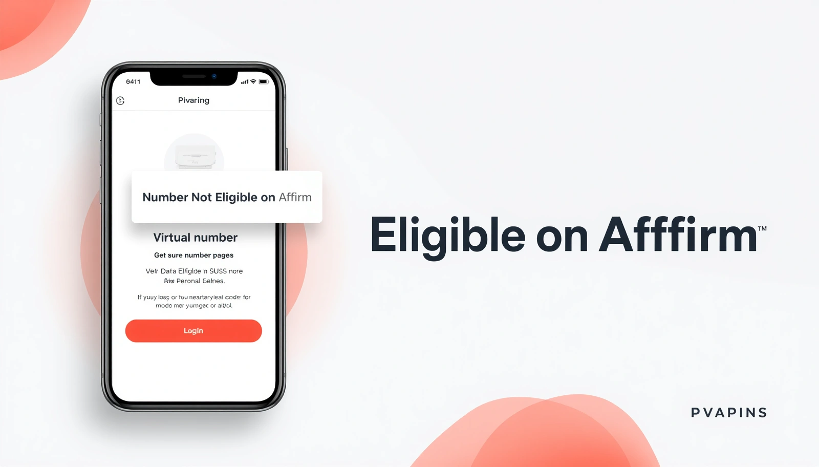 Step-by-step graphic showing how to fix the “Number Not Eligible” issue on Affirm using a temporary phone number, with a successful verification checkmark.