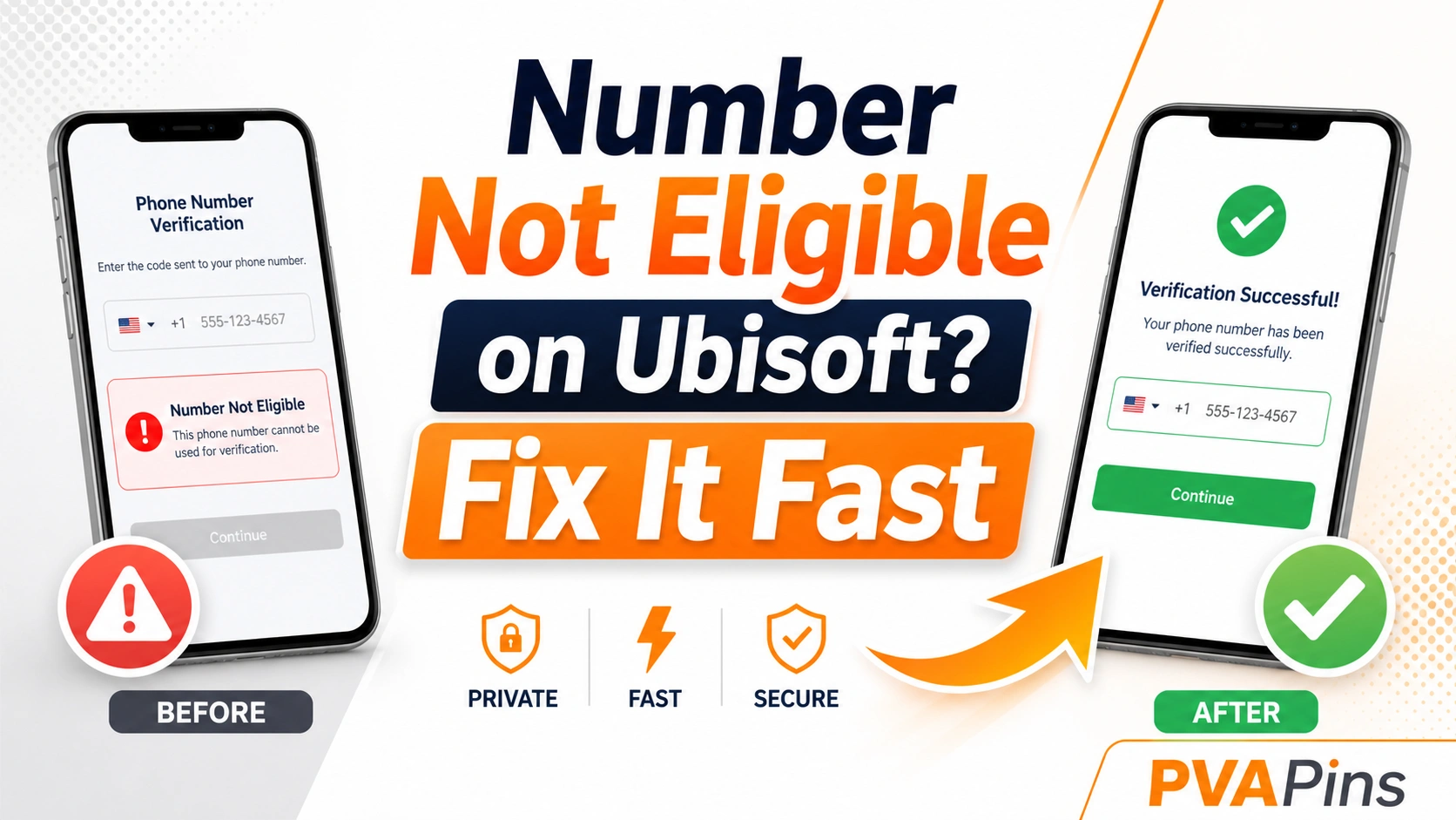 Ubisoft phone verification error showing “number not eligible” with quick troubleshooting steps.