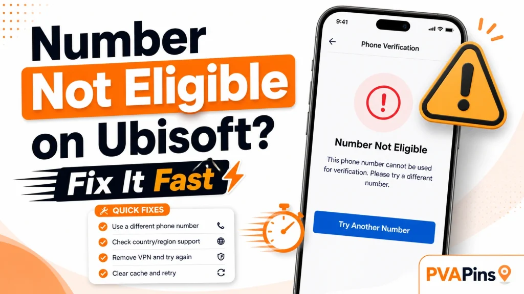 Ubisoft support guide for resolving number not eligible errors on mobile verification.
