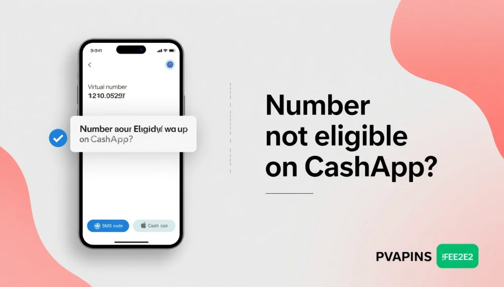 User receiving a Cash App verification code on a free and premium virtual number comparison graphic featuring PVAPins