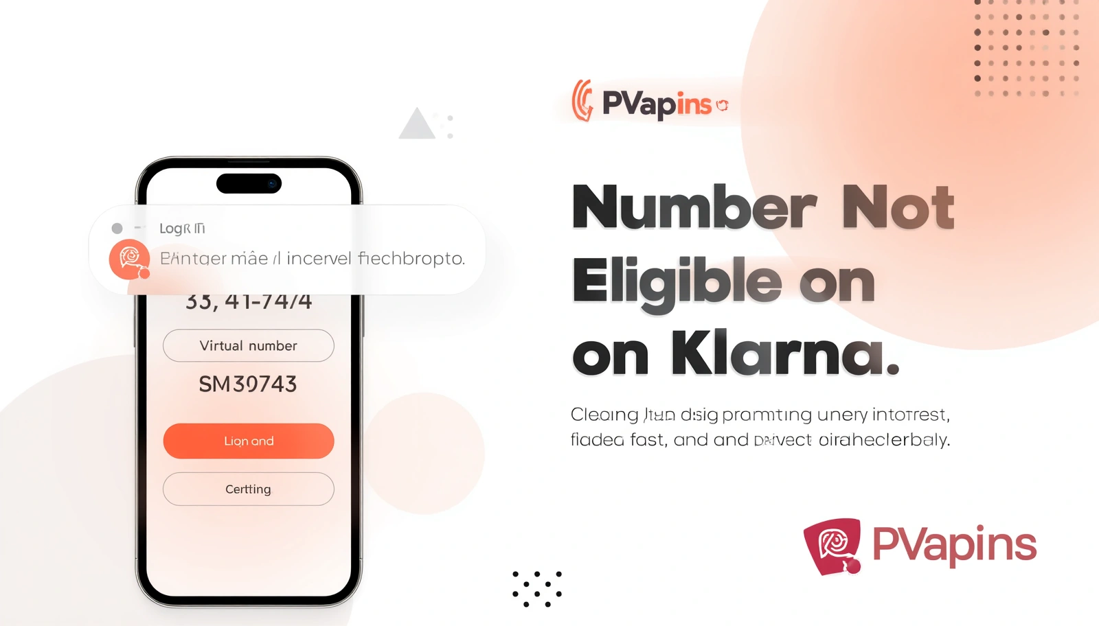 User seeing “Number Not Eligible on Klarna” error while trying to verify a phone number during account setup.