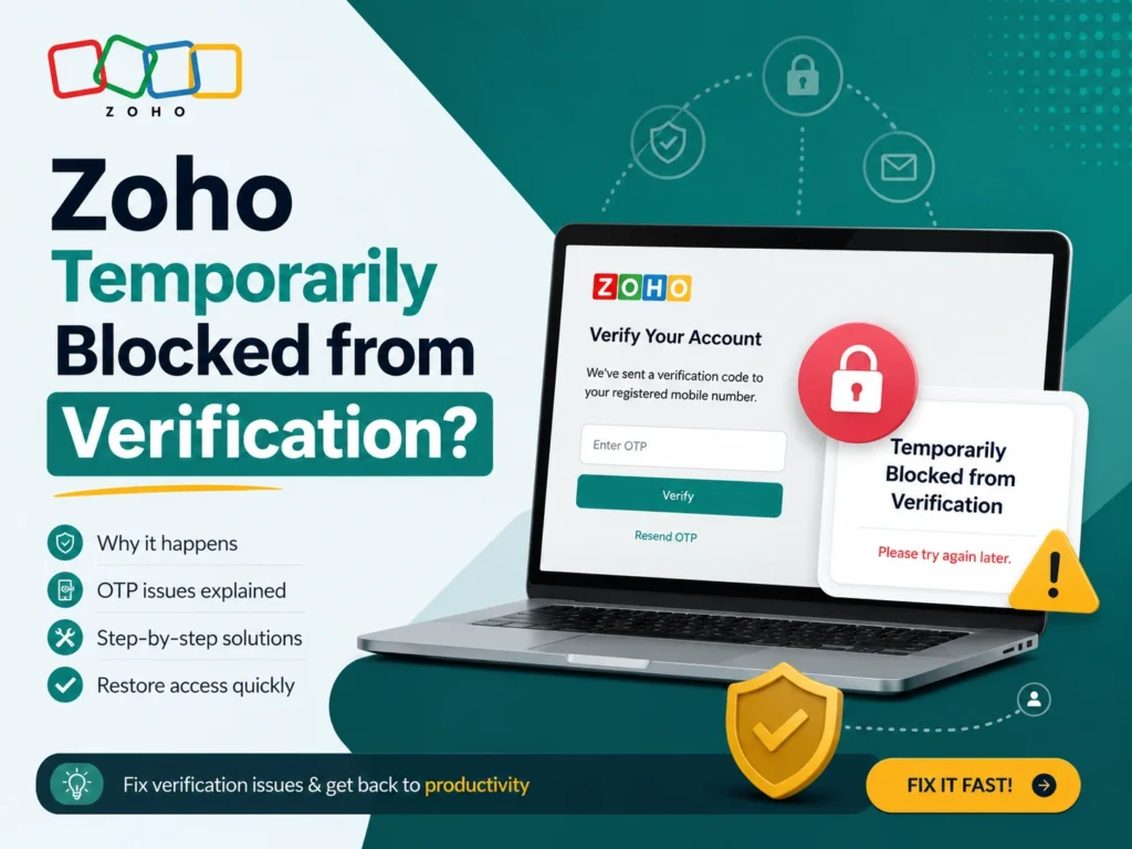 Zoho temporarily blocked from verification