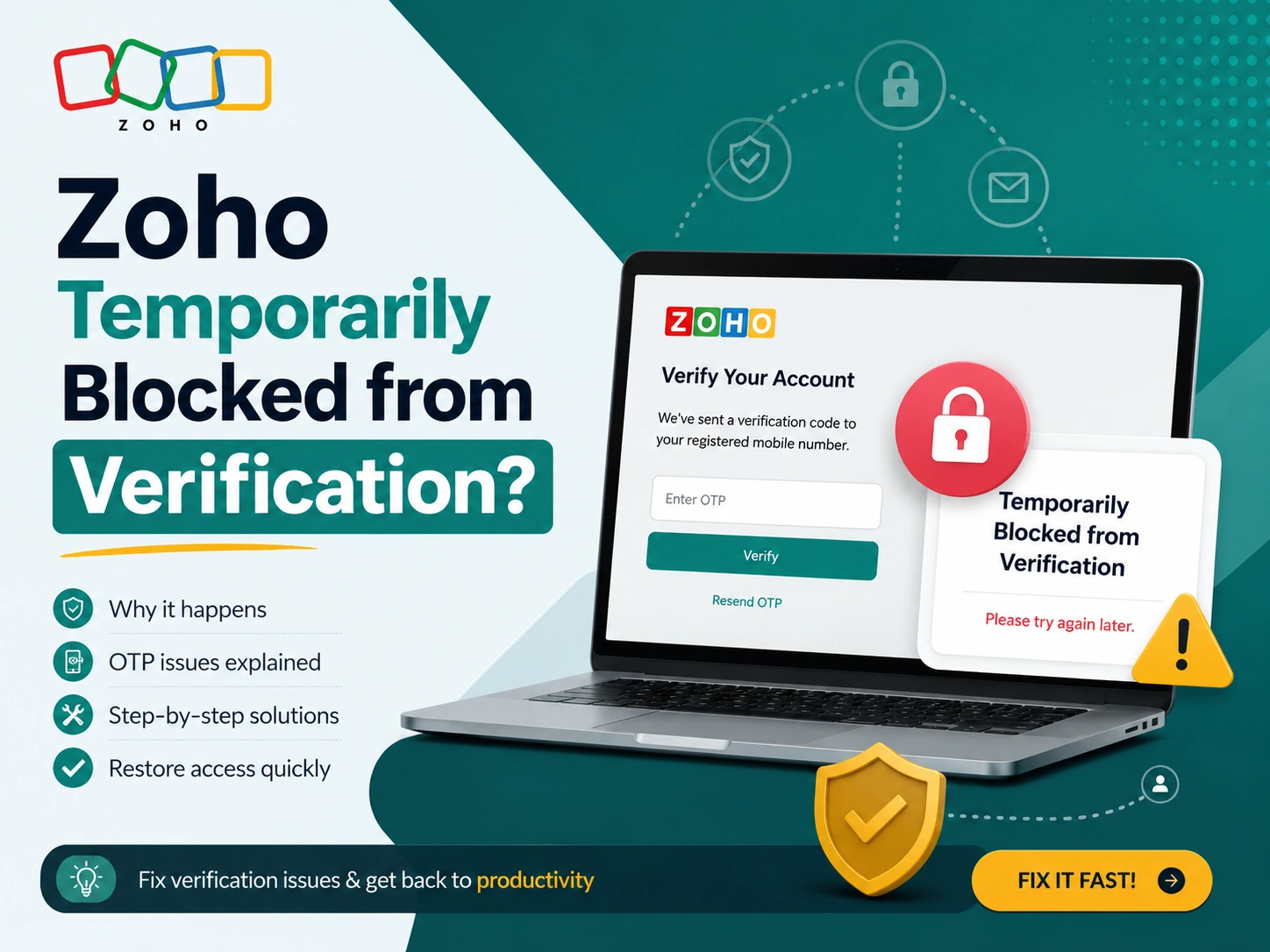 Zoho temporarily blocked from verification