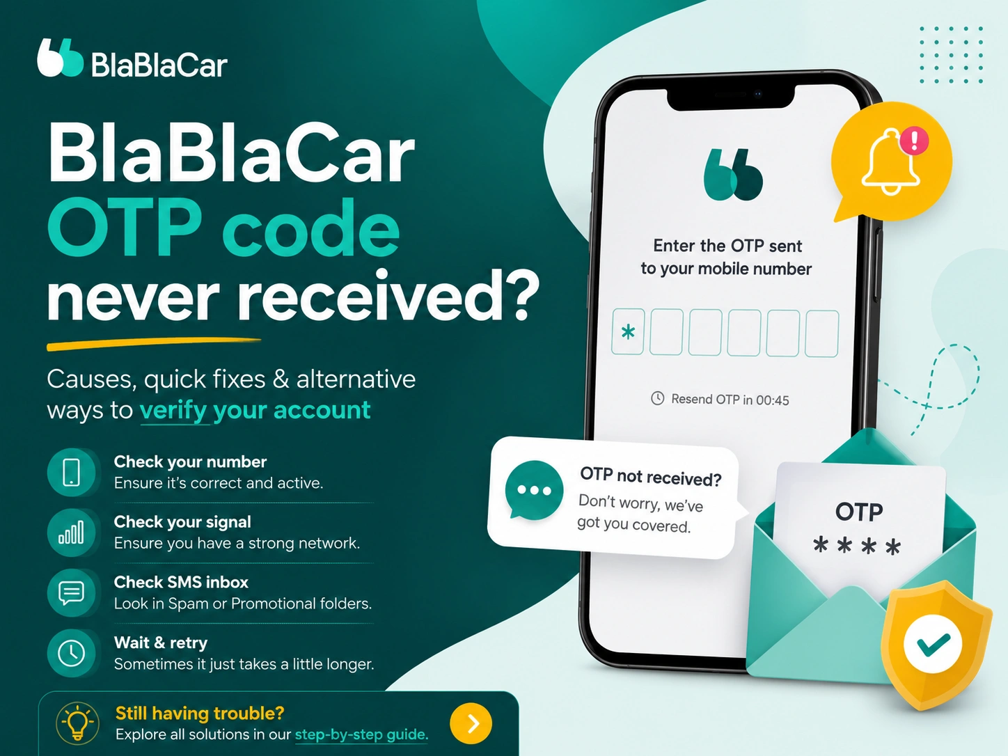 BlaBlaCar OTP code never received?