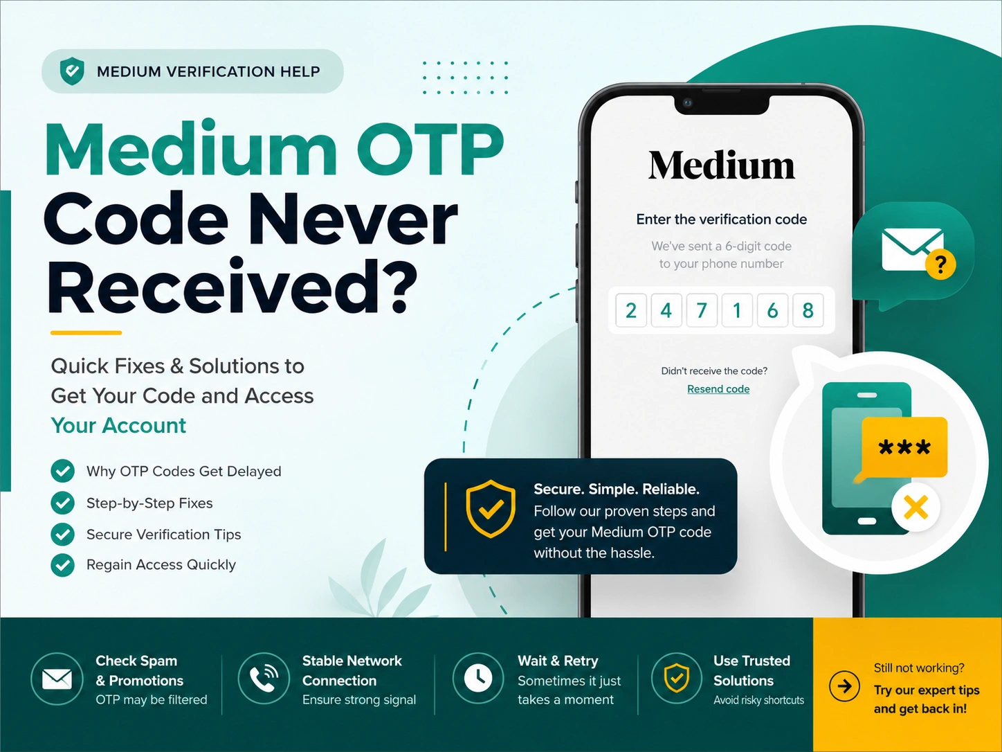 Medium OTP code never received