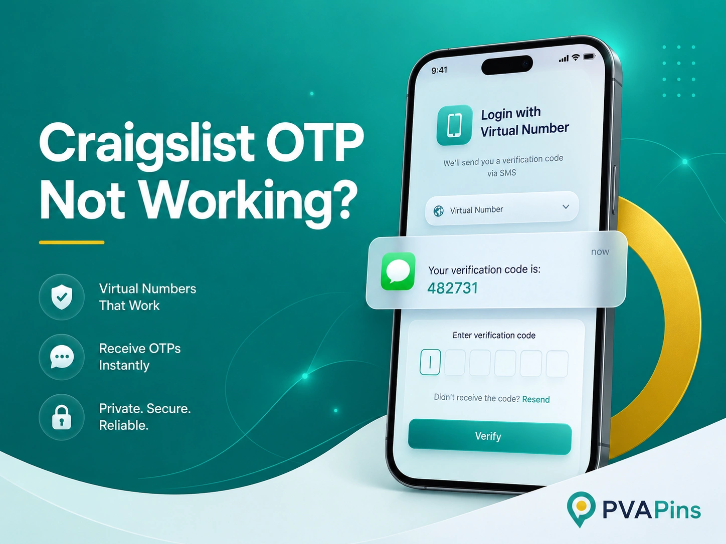 Clean privacy-focused image of a mobile phone receiving a Craigslist verification code for fixing OTP delivery issues.