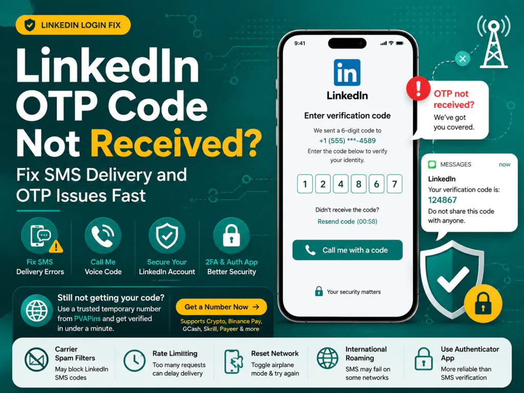 LinkedIn OTP code never received