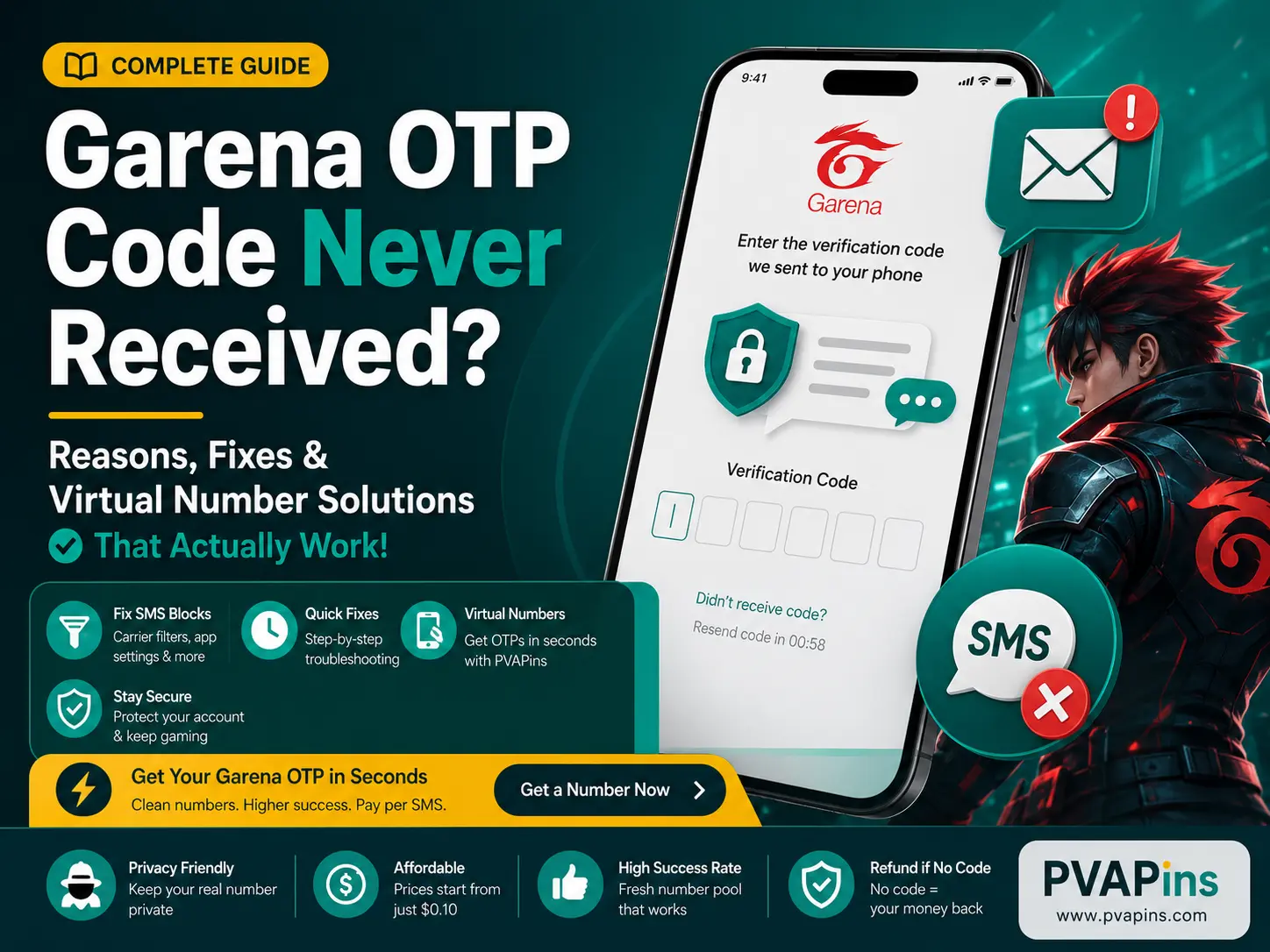 Garena OTP code never received