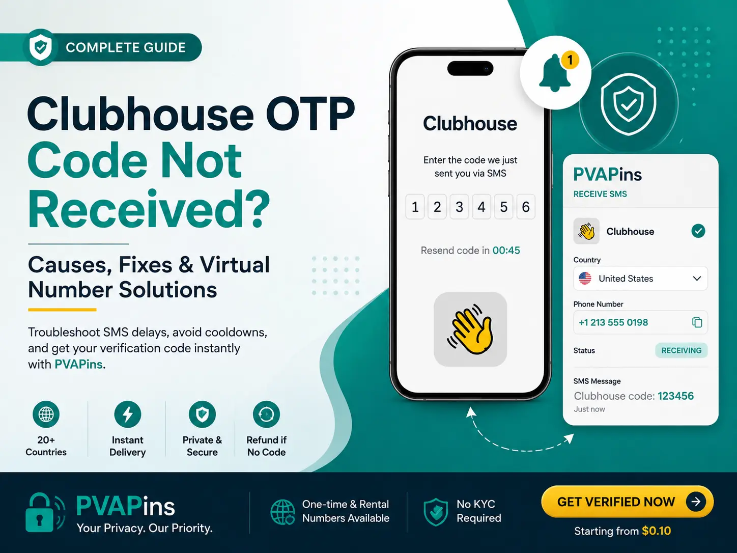 Clubhouse OTP code never received