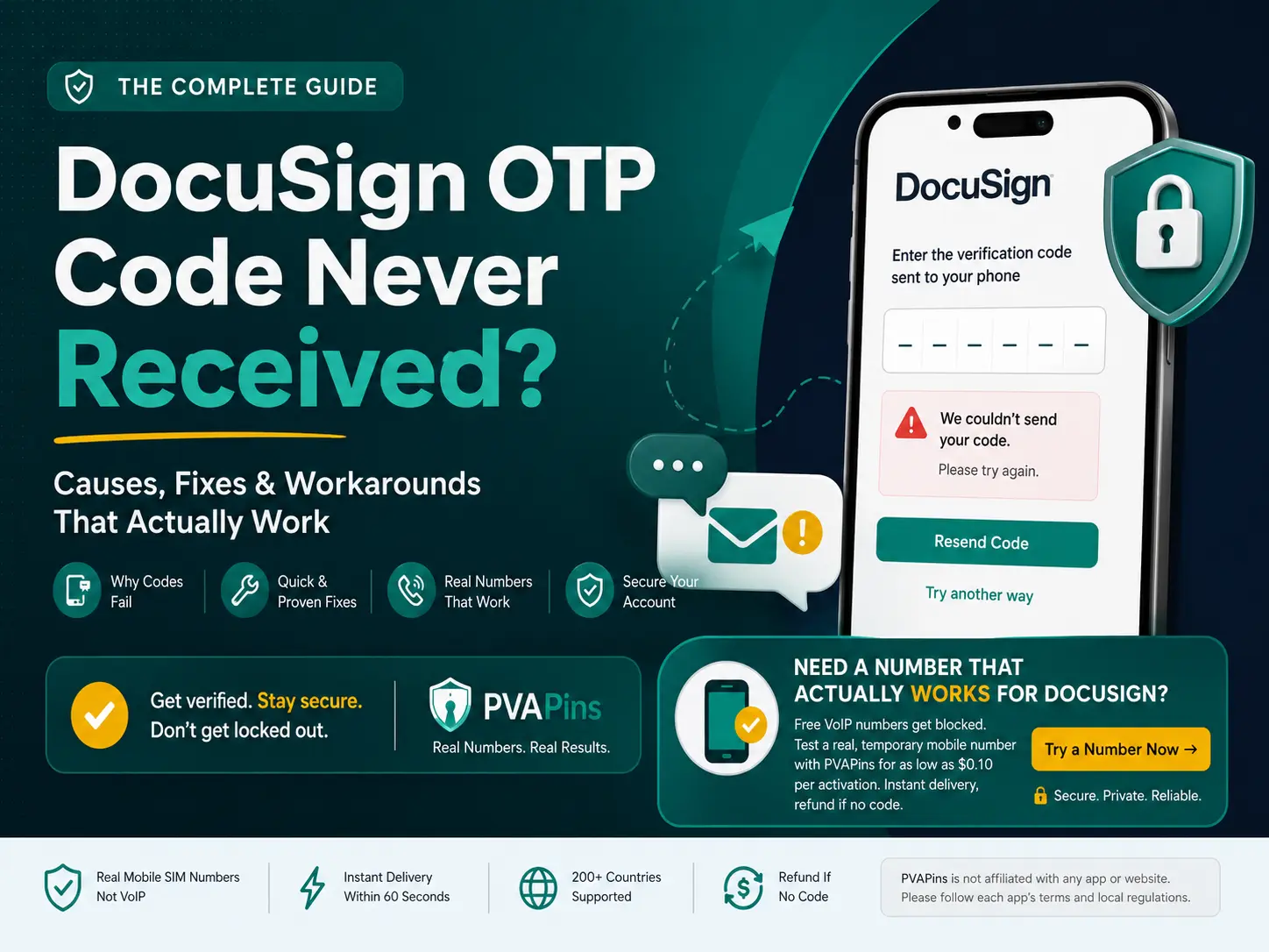 DocuSign OTP code never received