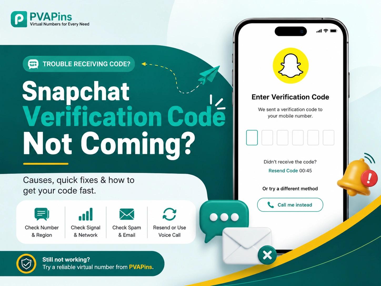 Snapchat verification code not coming