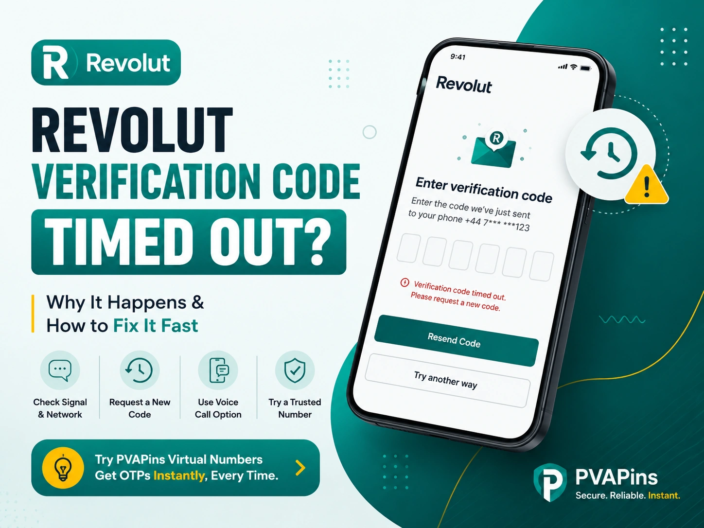 Revolut verification code timed out