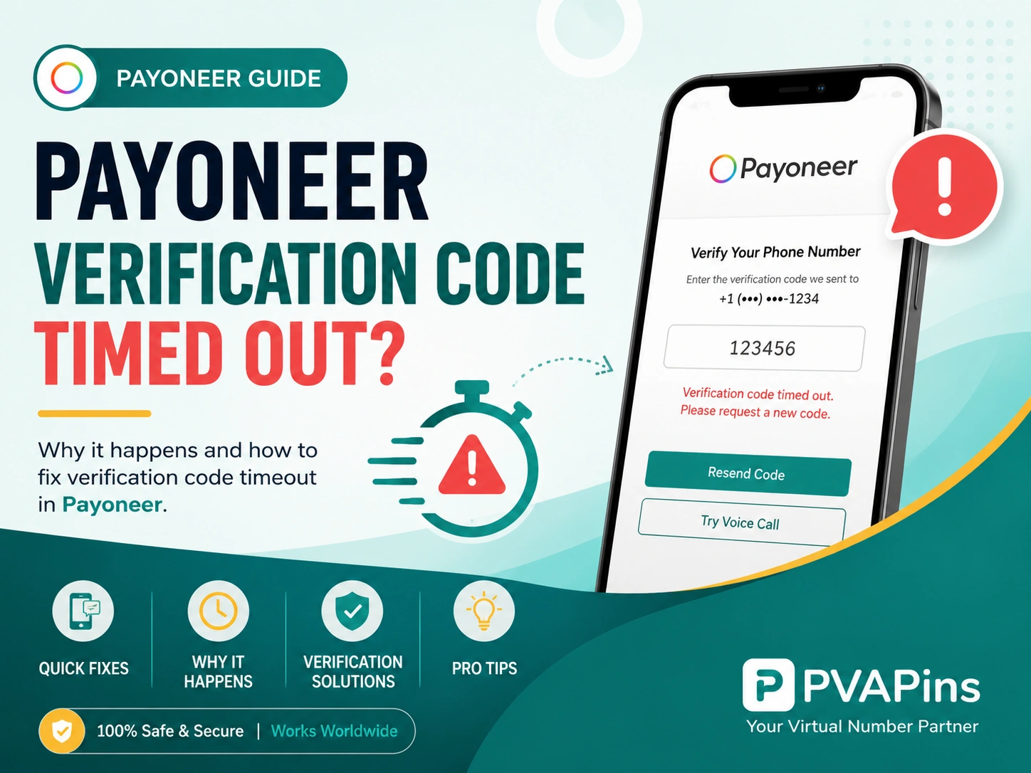 Payoneer verification code timed out
