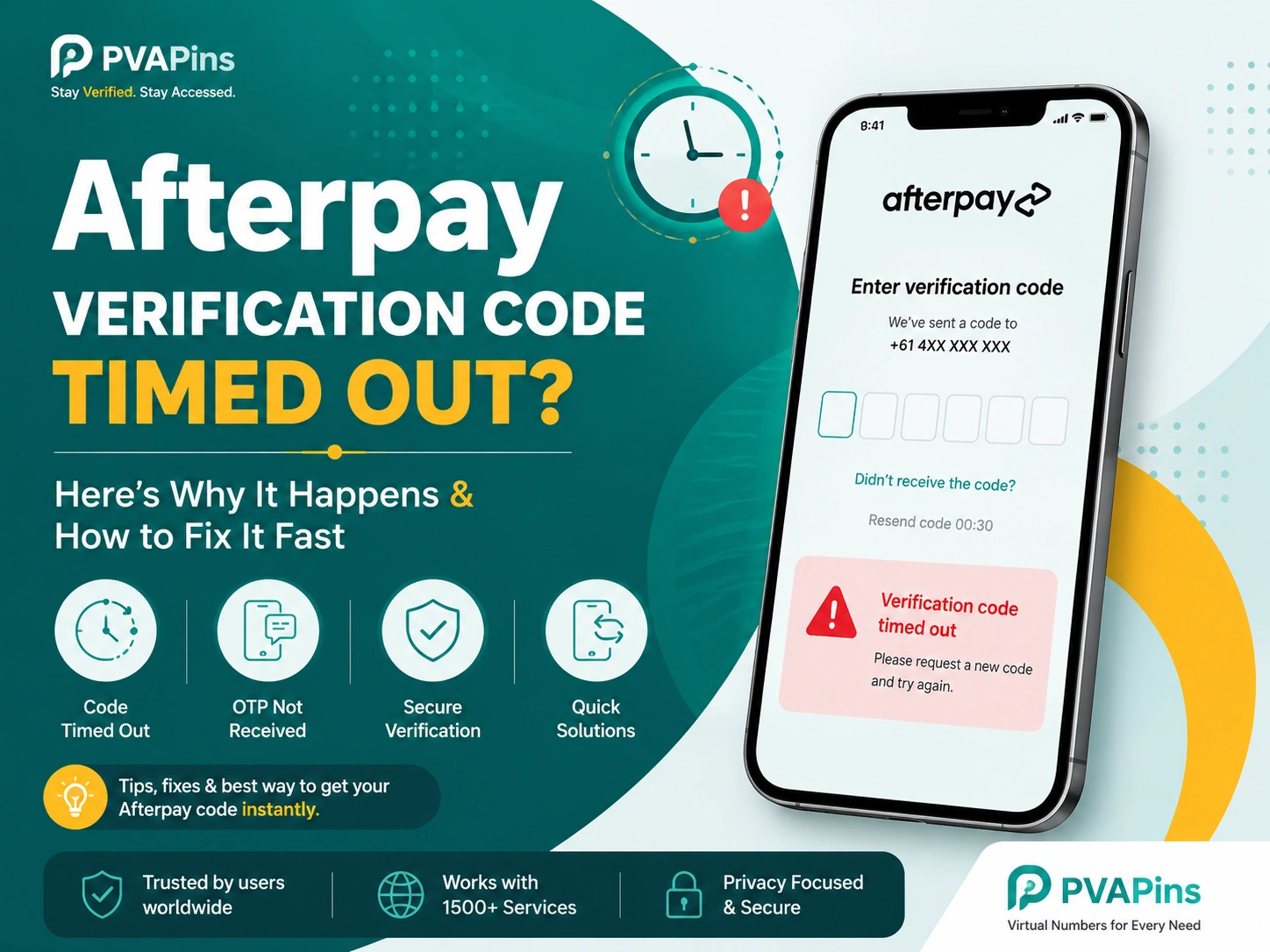 Afterpay verification code timed out