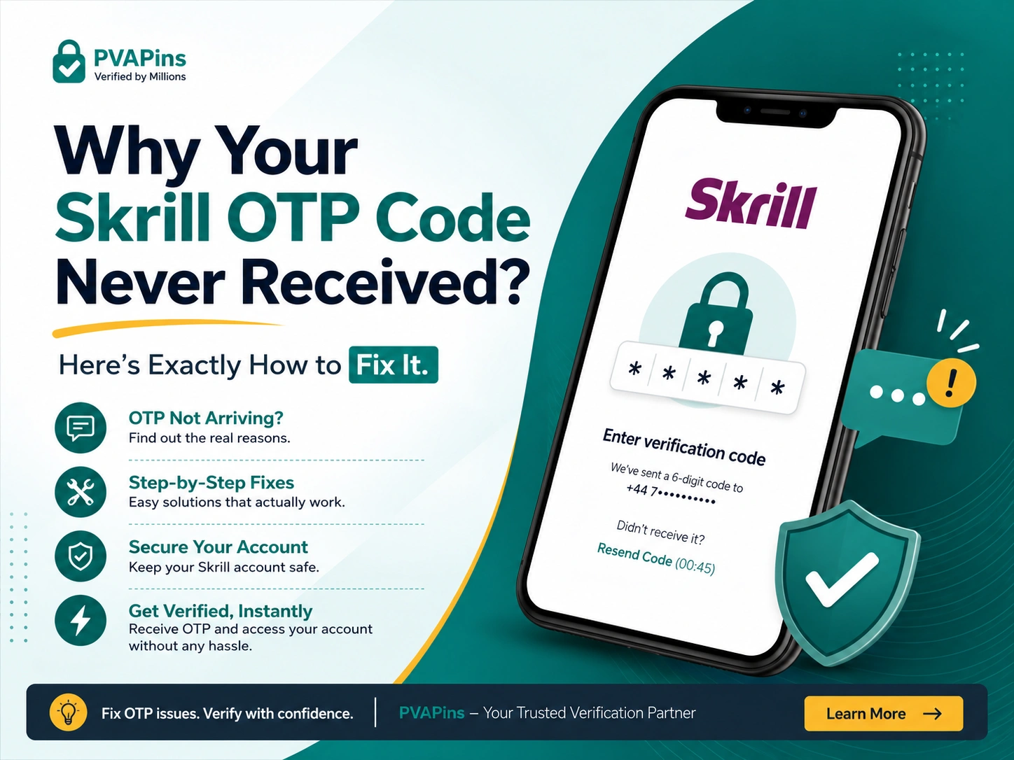 Skrill OTP code never received