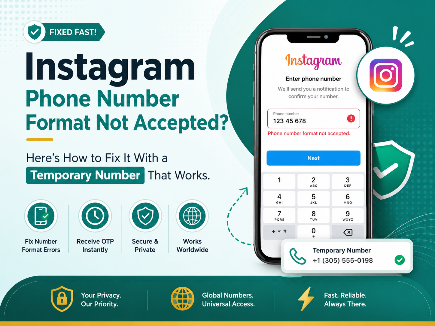 Instagram Phone Number Format Not Accepted