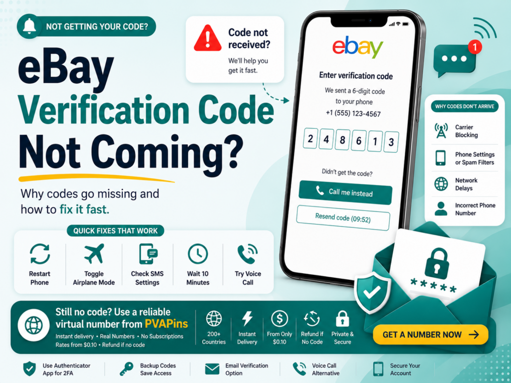 eBay Verification Code Not Coming