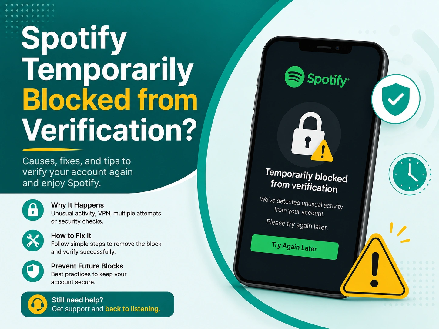 Spotify temporarily blocked from verification