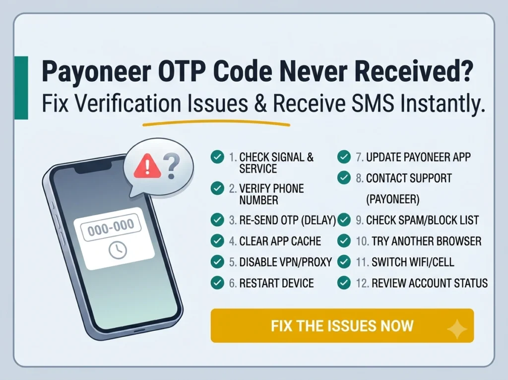 Payoneer OTP Code Never Received
