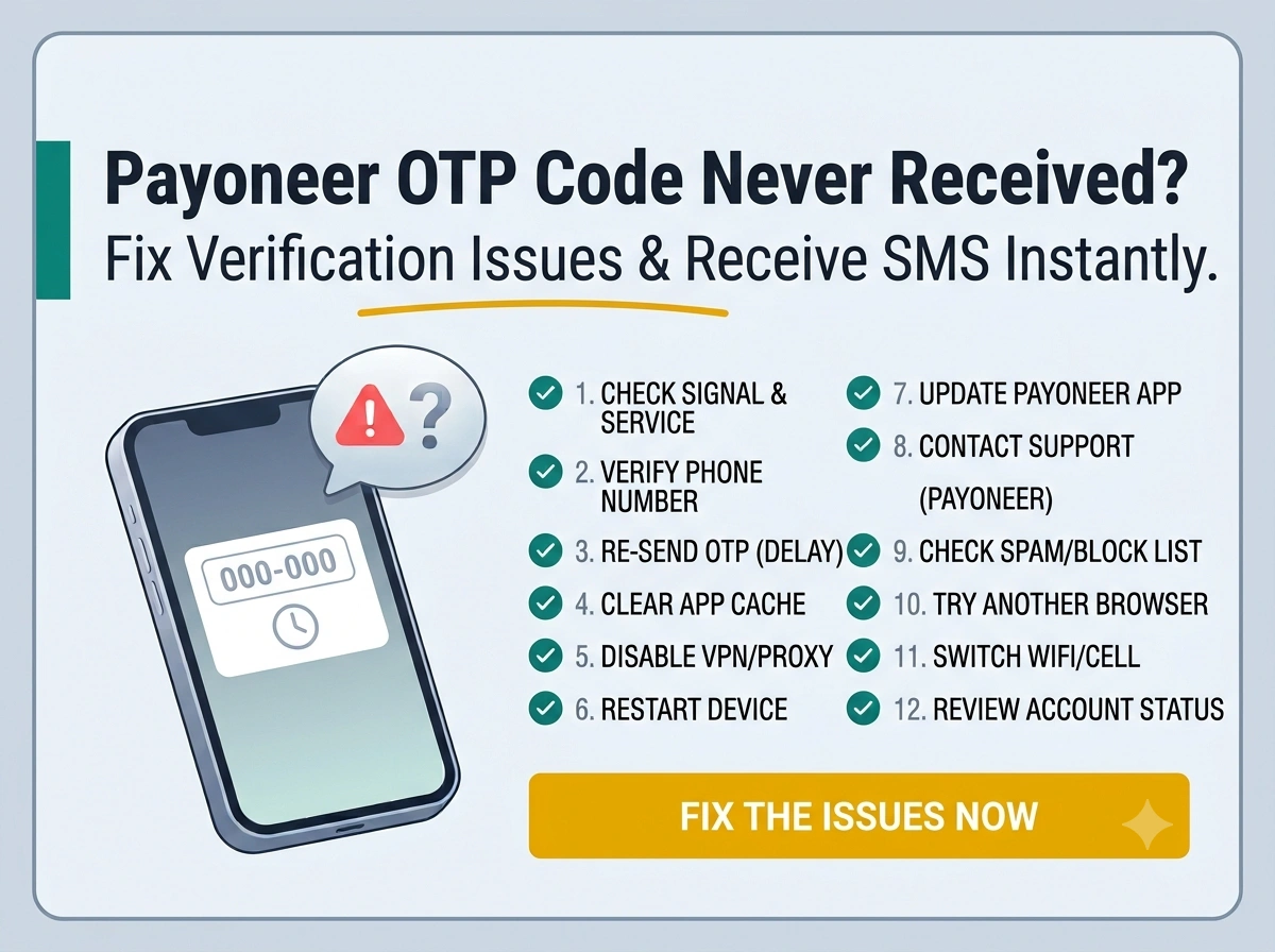 Payoneer OTP Code Never Received