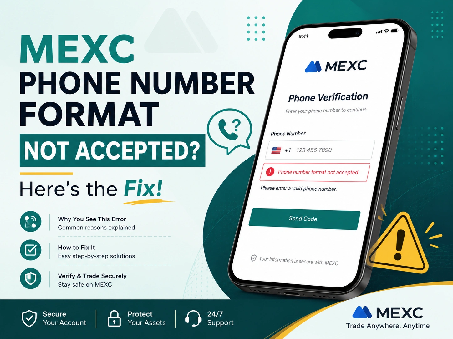 MEXC phone number format not accepted