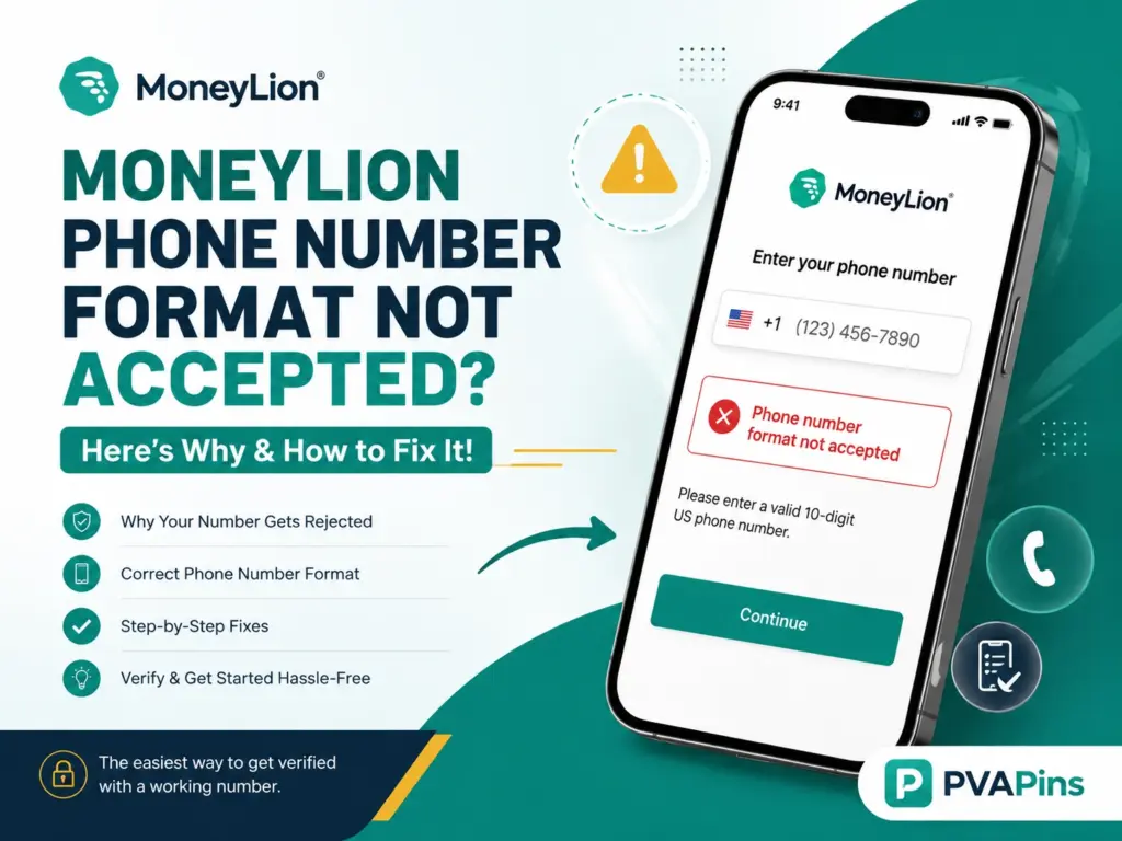 Moneylion phone number format not accepted