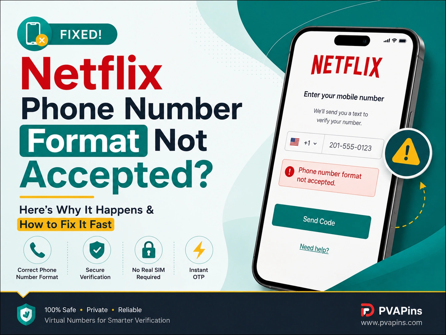 Netflix phone number format not accepted