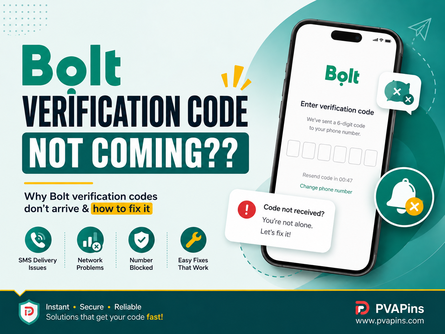 Bolt Verification Code Not Coming