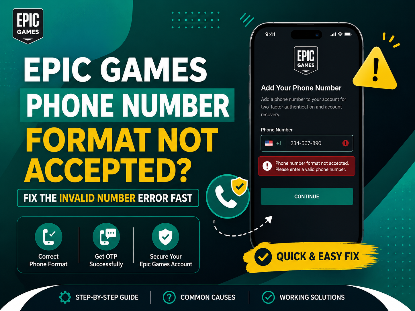 Epic Games Phone Number Format Not Accepted