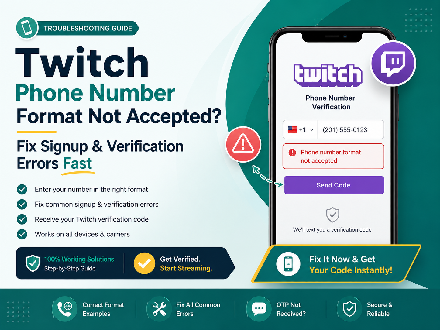 Twitch Phone Number Format Not Accepted